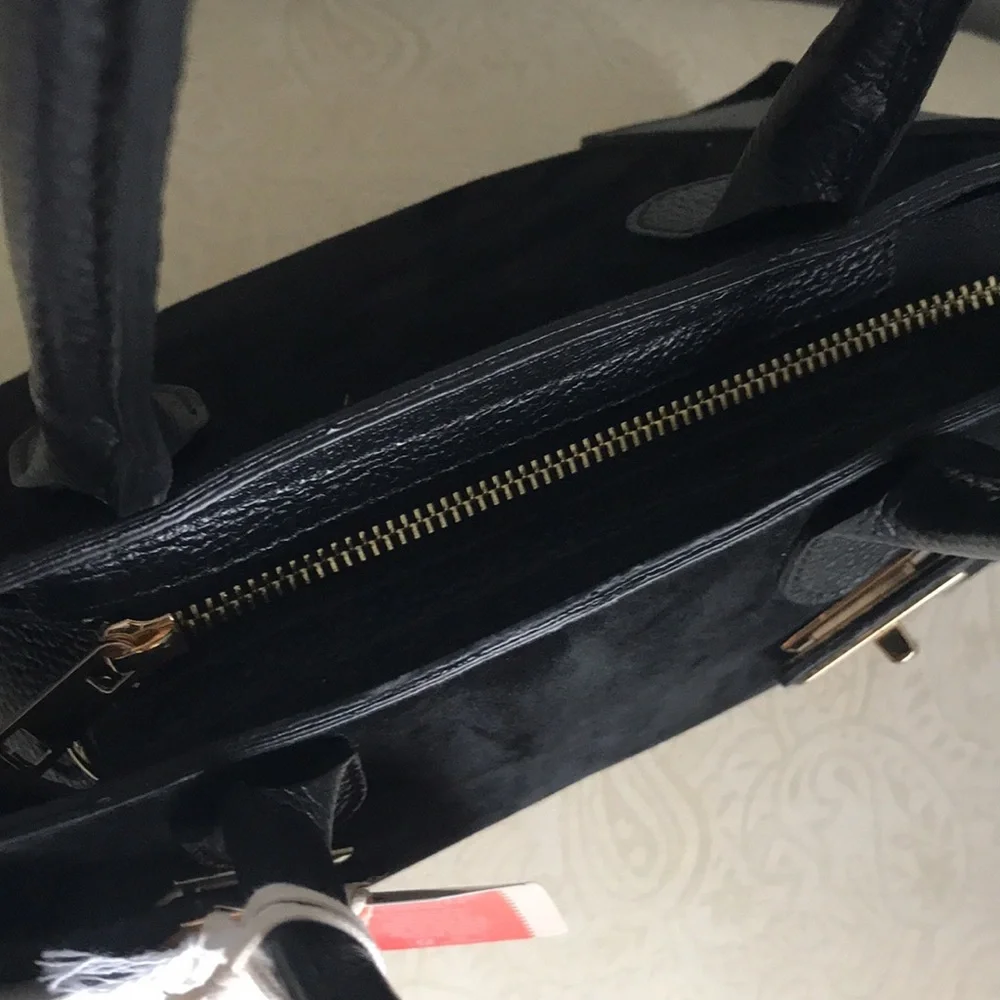 NWT Divina Firenze Suede & Leather Satchel with Structured Shape